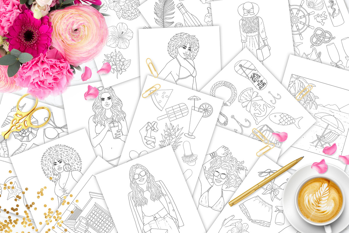 Coloring Book Summer 1, a Person Illustration by GlamArtZhanna (Photo 1 of 8)