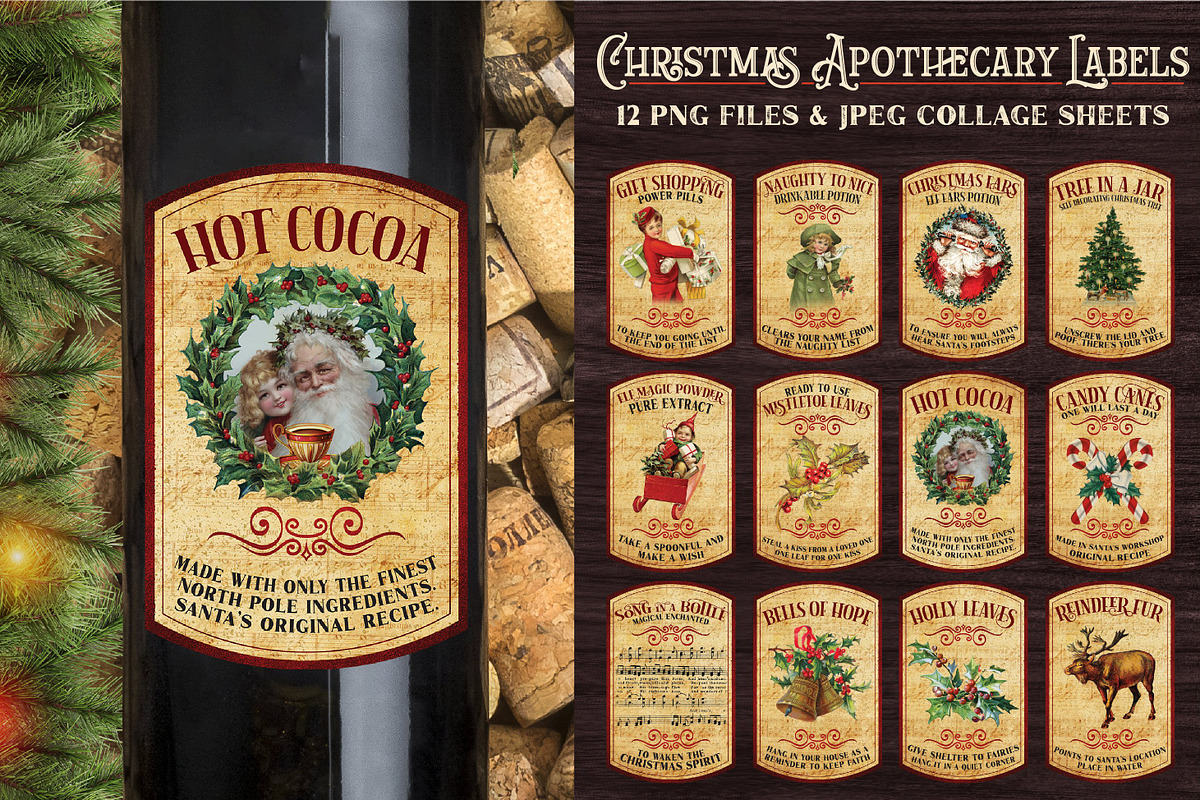 Christmas Potion Apothecary Labels, a Seasonal Illustration by RossiGalleria (Photo 1 of 3)