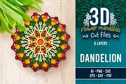 3D Dandelion Flower Mandala, an Object Graphic by Arshad Ali (Thumbnail 1 of 8)