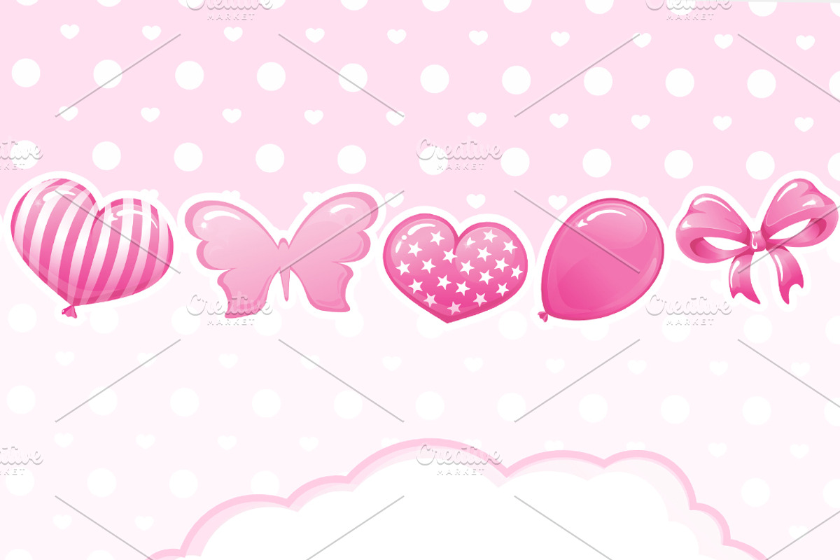 SET / 5 / Child pink templates, a Decorative Illustration by Nadin_Lebedeva (Photo 5 of 7)