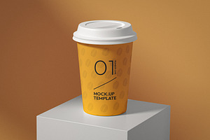 Eco Coffee Cup Mockup On a Platform, a Cups & Container Mockup by Designer Dude