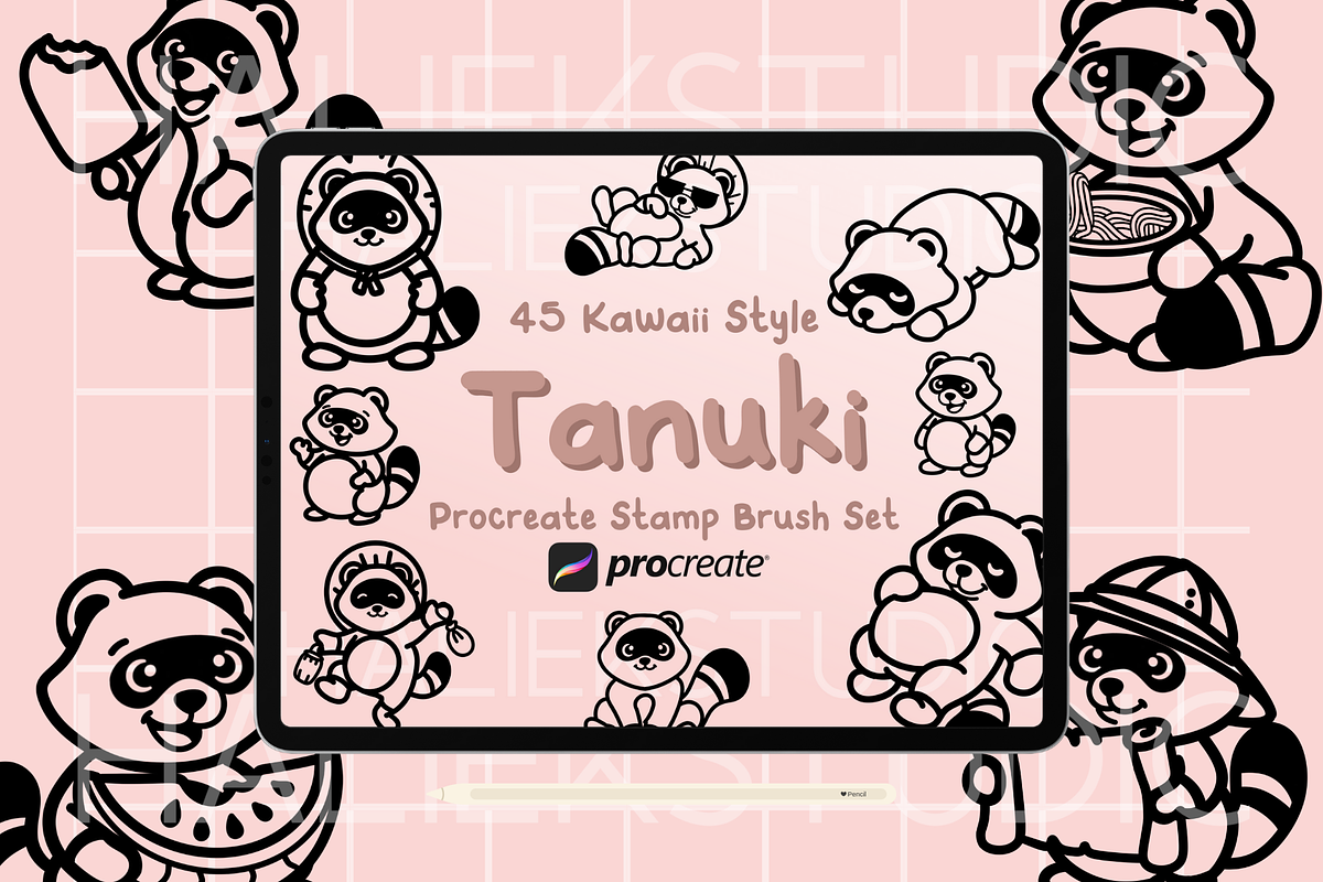 Tanuki Procreate Stamps Brush Set, a Brush Add-On by HalieKStudio (Photo 1 of 9)