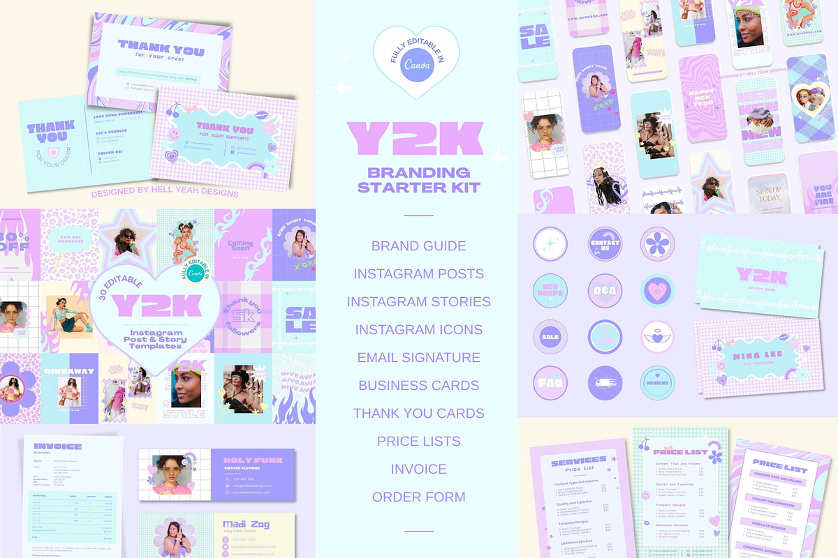 Y2K Branding Starter Kit Templates, a Branding & Logo Template by Hell Yeah Designs (Photo 1 of 20)