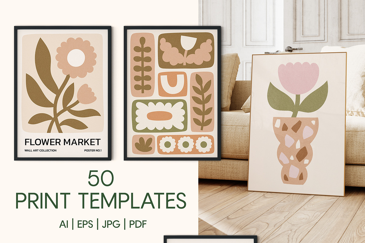 Neutral Flowers Vector Print Creator, an Object Graphic by ArtFM (Photo 4 of 14)