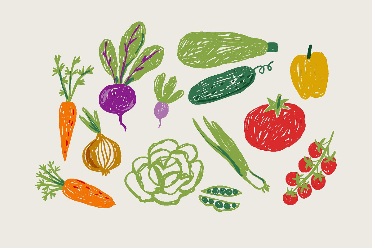 Farmers Market Hand Drawn Clipart, a Food Illustration by Barkova Nadya (Photo 2 of 7)