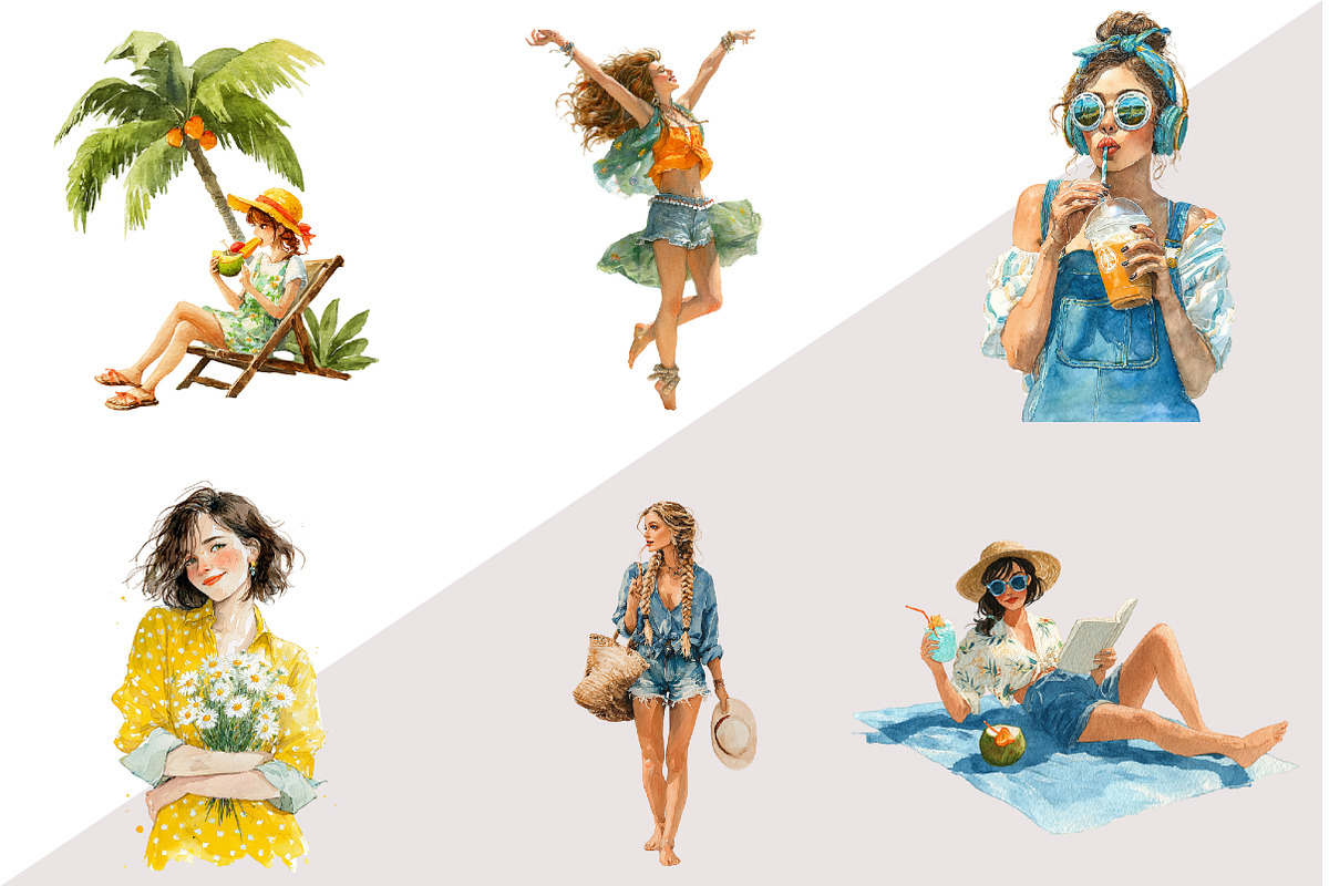 Summer Girl Clipart, an Illustration by Design Market (Photo 2 of 3)