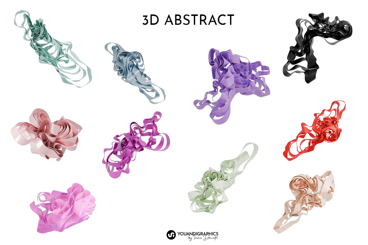 Ribbons Abstract 3D Elements, a Graphic by Youandigraphics (Photo 11 of 14)