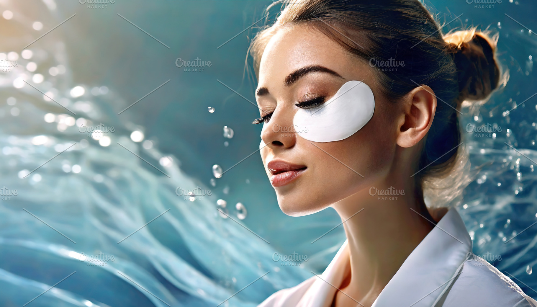 Woman with hydrogel eye patches in skincare spa, a Beauty & Fashion Photo by Igor Tichonow