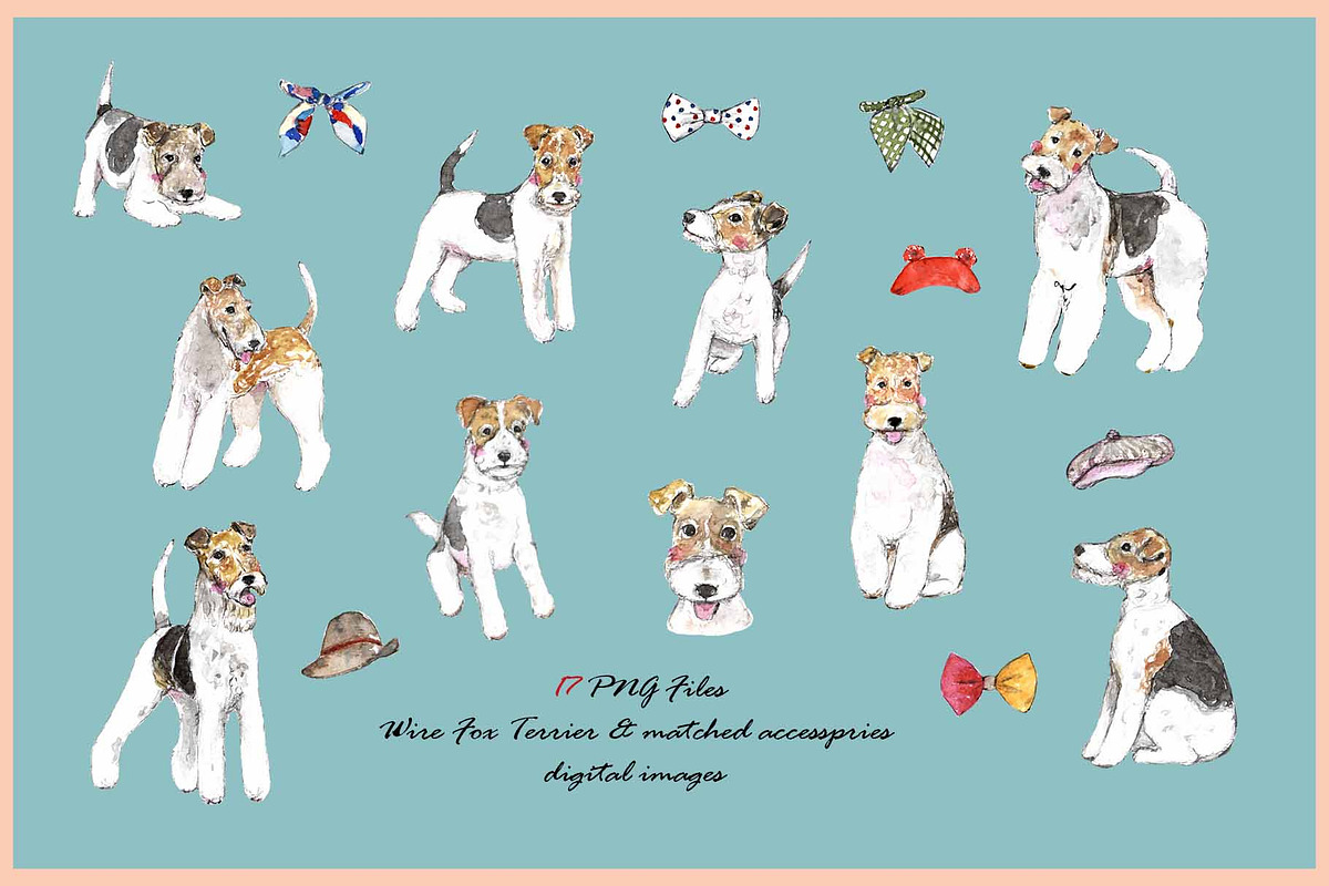 Wire Fox Terrier Clipart With Paper, an Animal Illustration by VianneArt (Photo 3 of 7)