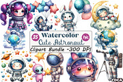 Watercolor Cute Astronaut Clipart, an Illustration by DreamCafeArt (Thumbnail 1 of 7)