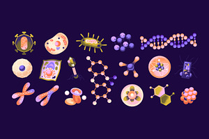 Scientific elements icons set, a Healthcare Illustration by PaperTrident