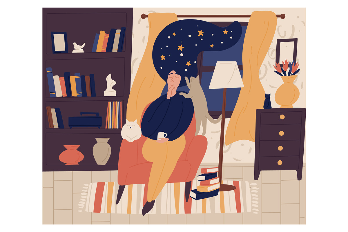 Woman dreaming, fantasy concept, a Person Illustration by Good Studio (Photo 2 of 3)