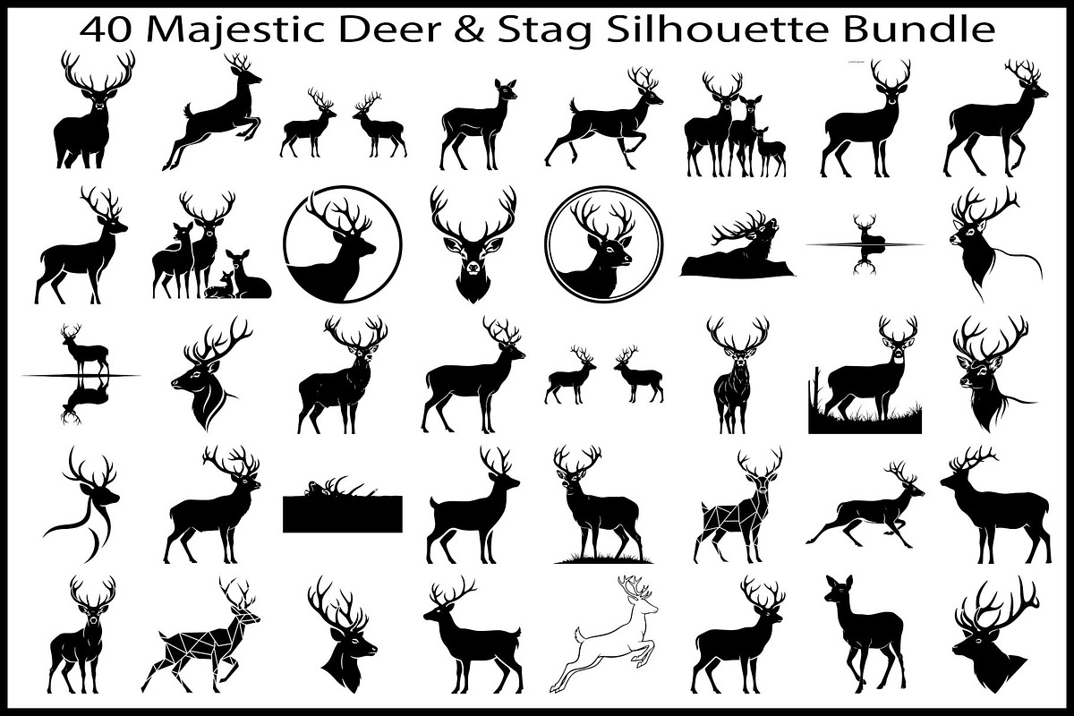 Majestic Deer & Stag Silhouette Bund, an Illustration by jahid234 (Photo 1 of 41)