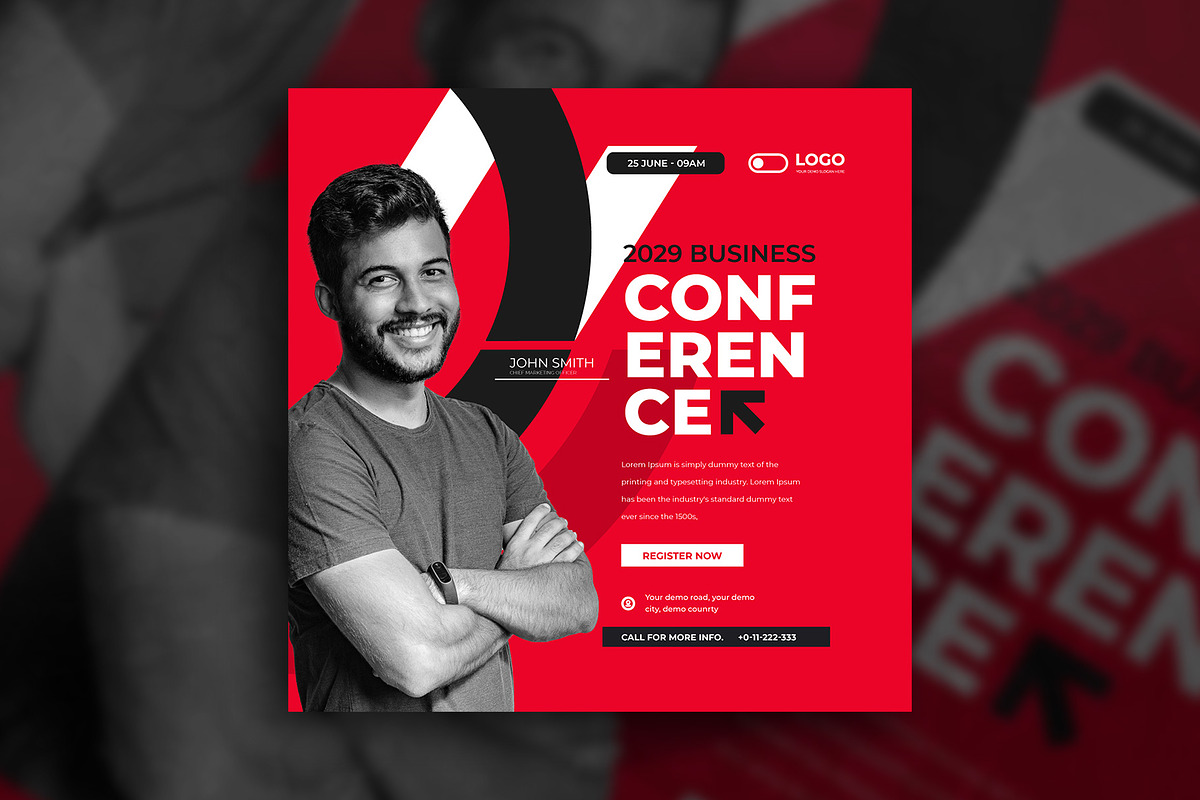 Conference social media template, a Social Media Template by Tanmoy Topu (Photo 2 of 6)