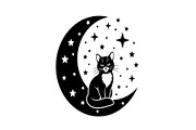 50 Cat Moon Silhouette Vector Bundle, an Illustration by jahid234 (Thumbnail 41 of 51)