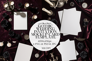 Gothic Wedding Invitation Mockup, an Invitation Template by StormDigitalArt