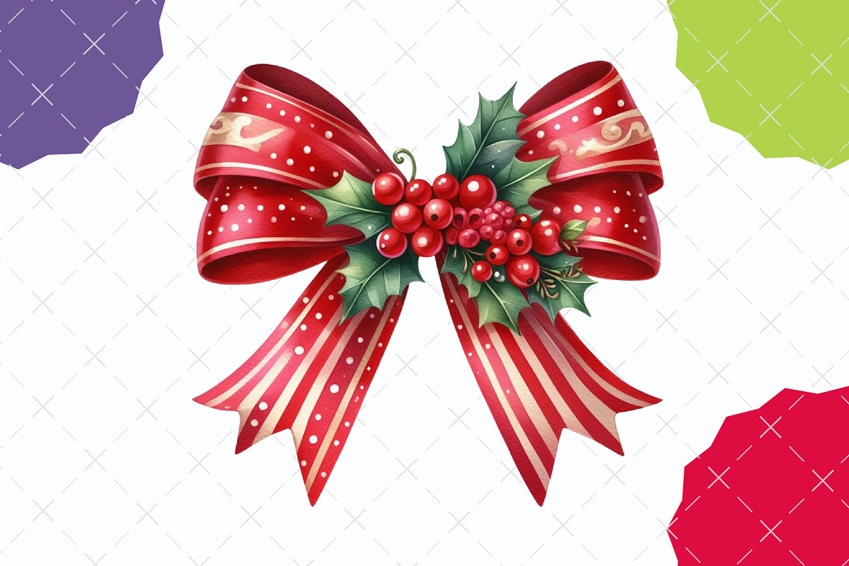 Red Coquette Christmas Bow Bundle, an Illustration by designcity5 (Photo 4 of 5)