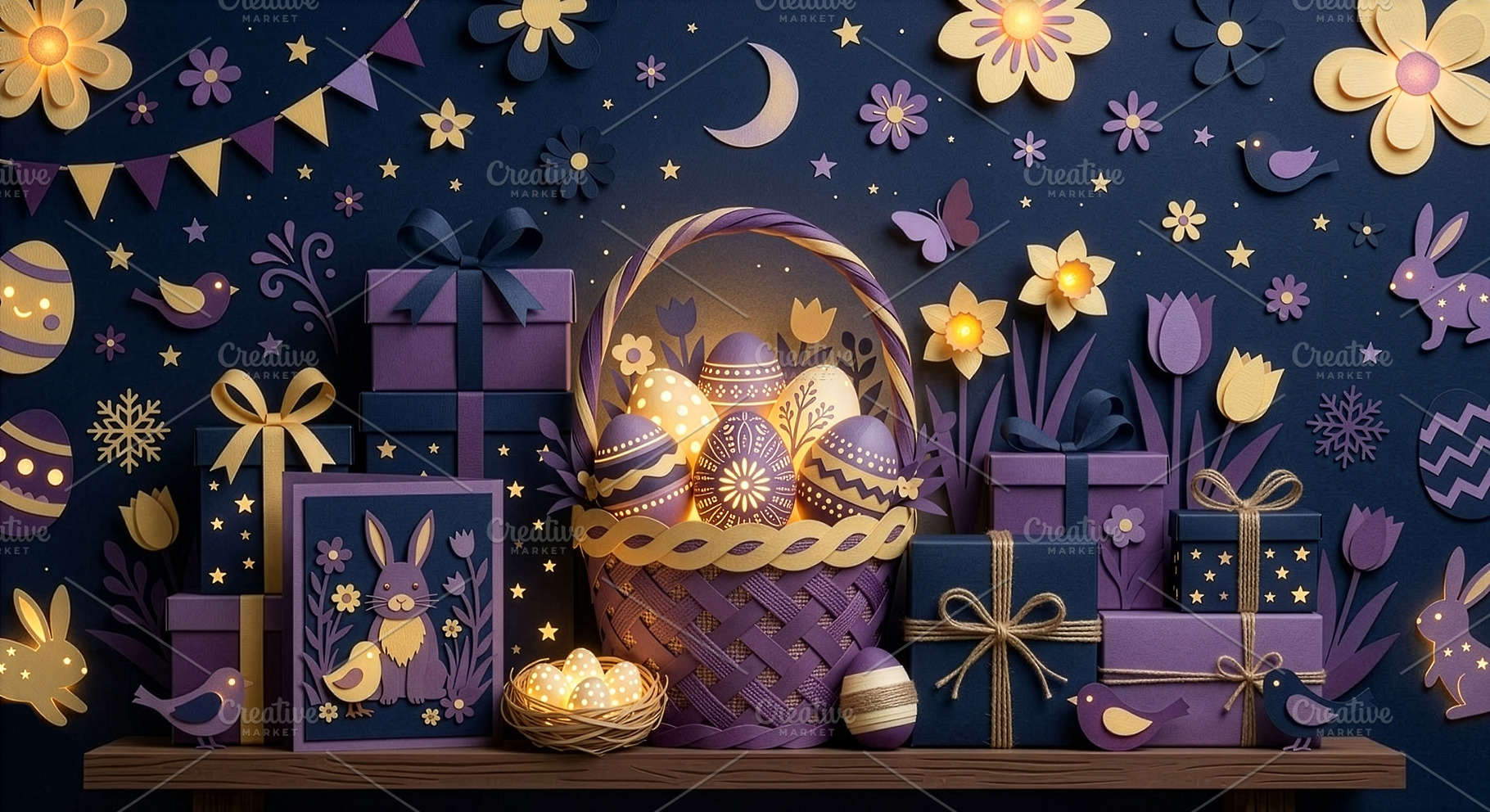 Glowing easter night composition wit, a Holiday Photo by Imaginarium