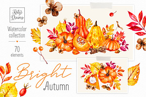 Bright Autumn. Watercolor Collection