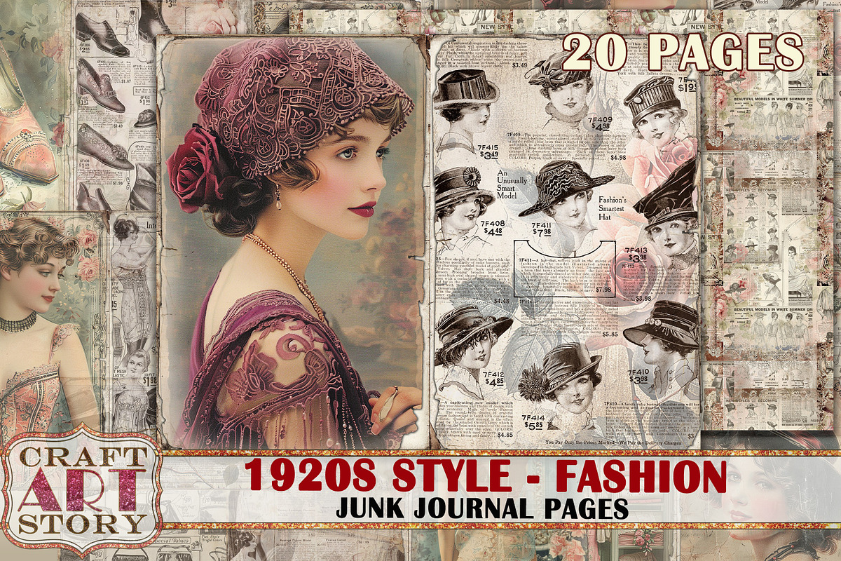 Fashion Junk Journal Kit 1920s style, a Person Illustration by CraftArtStory (Photo 1 of 6)