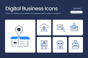 Animated Digital Business Line Icons, an Outline Icon by Vectors Market