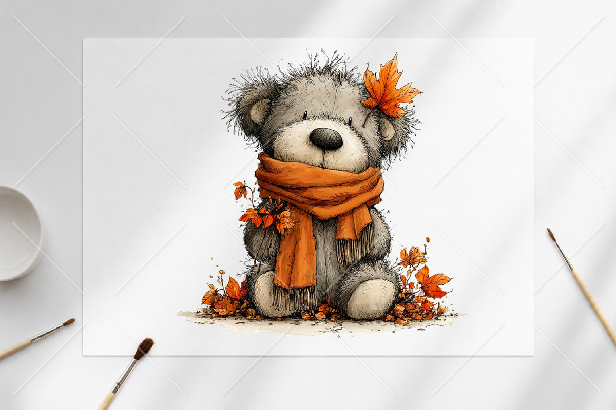 Whimsical Teddy Bear Fall Clipart, a Seasonal Illustration by Canvas Craft (Photo 8 of 10)