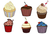 Vector set with cupcakes, a Background Graphic by lycka (Thumbnail 5 of 6)