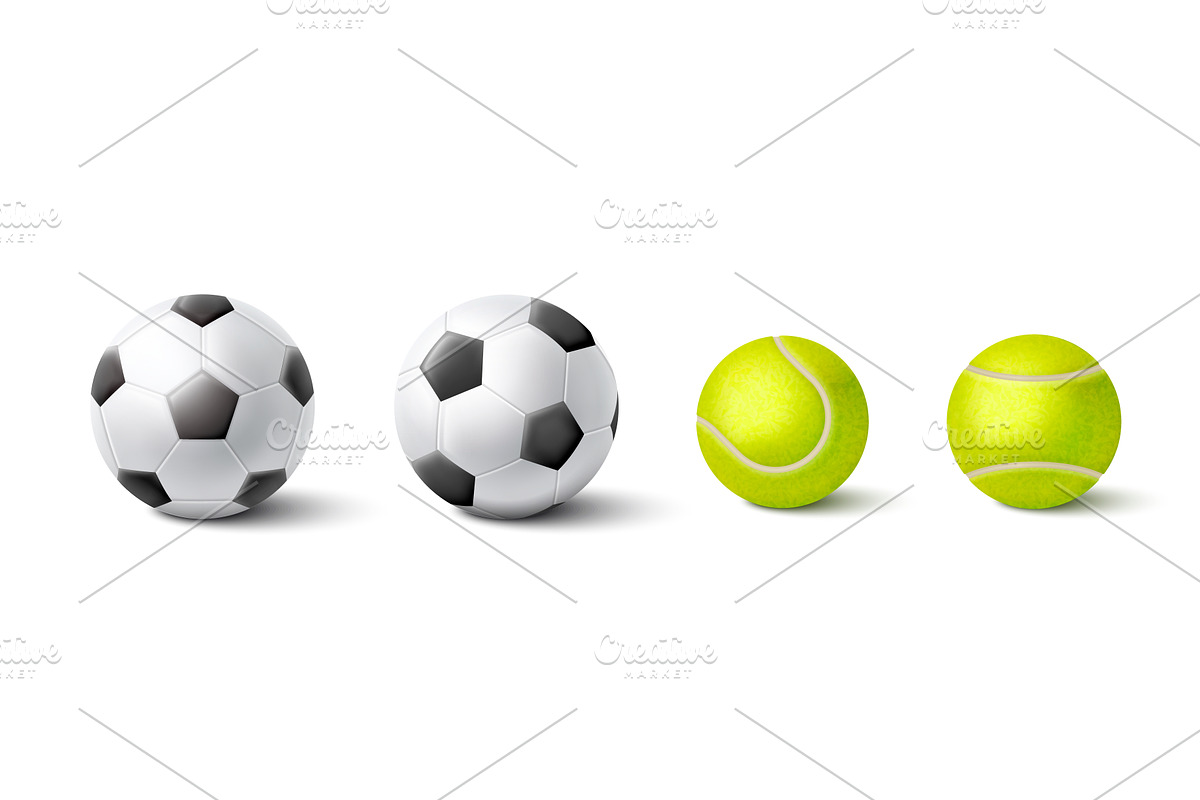 Realistic ball set - soccer and, a Sport Illustration by art PVP - market