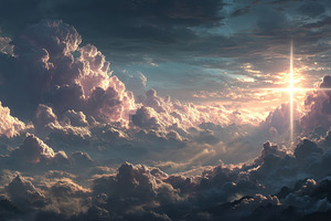 Heavenly sunrise over dramatic mountain landscape with glowing c, a Nature Photo by José Manuel Gelpi