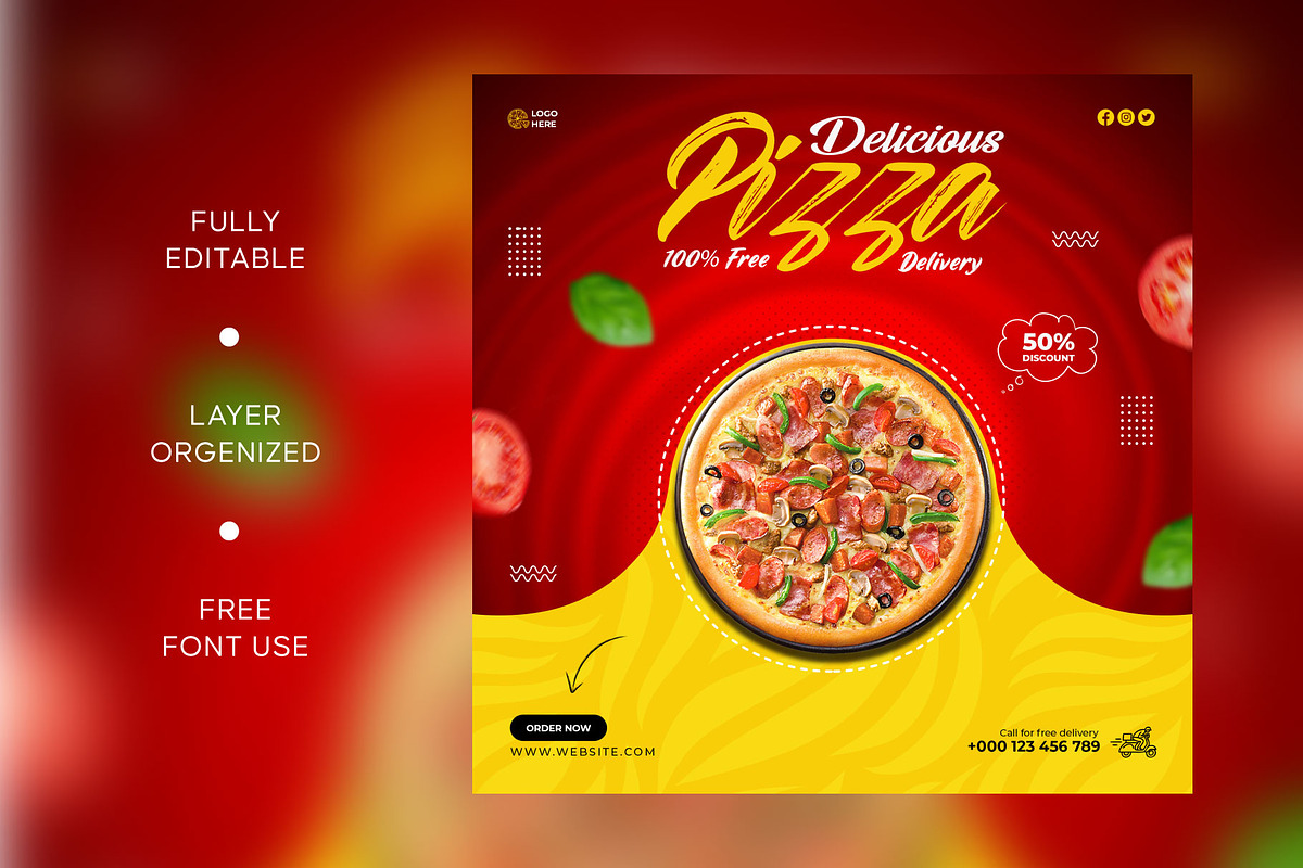 Food social media post template, a Social Media Template by Motaleb Hossain