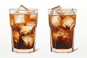 Iced coffee in glasses on white background, a Food & Drink Photo by AlyaAnd
