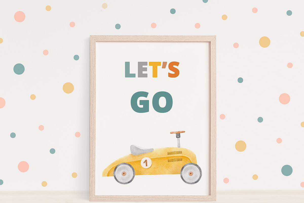 Watercolor race and retro car set, a Transportation Illustration by Watercolor Nastasia Art (Photo 3 of 5)