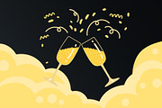 Two golden champagne glasses, a Seasonal Illustration by sceptical cactus (Thumbnail 2 of 3)