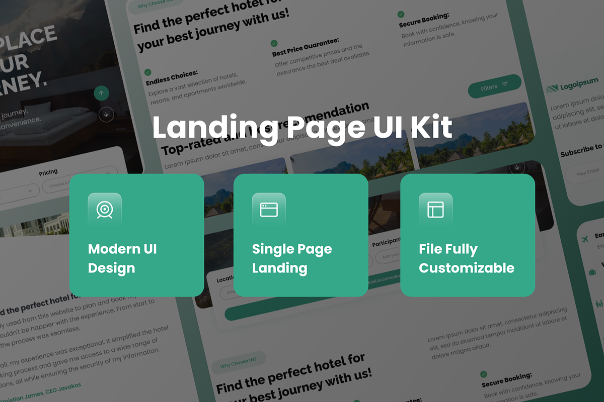 Travel Book Ease Hotel Landing Page, a Landing Page Template by SquidPixey (Photo 3 of 5)