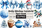 Frosty Christmas Watercolor Clipart, an Illustration by Black Bird Studio (Thumbnail 1 of 6)
