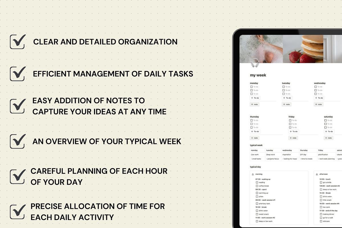 My week - Notion template, an App Template by Iasan Design (Photo 3 of 8)