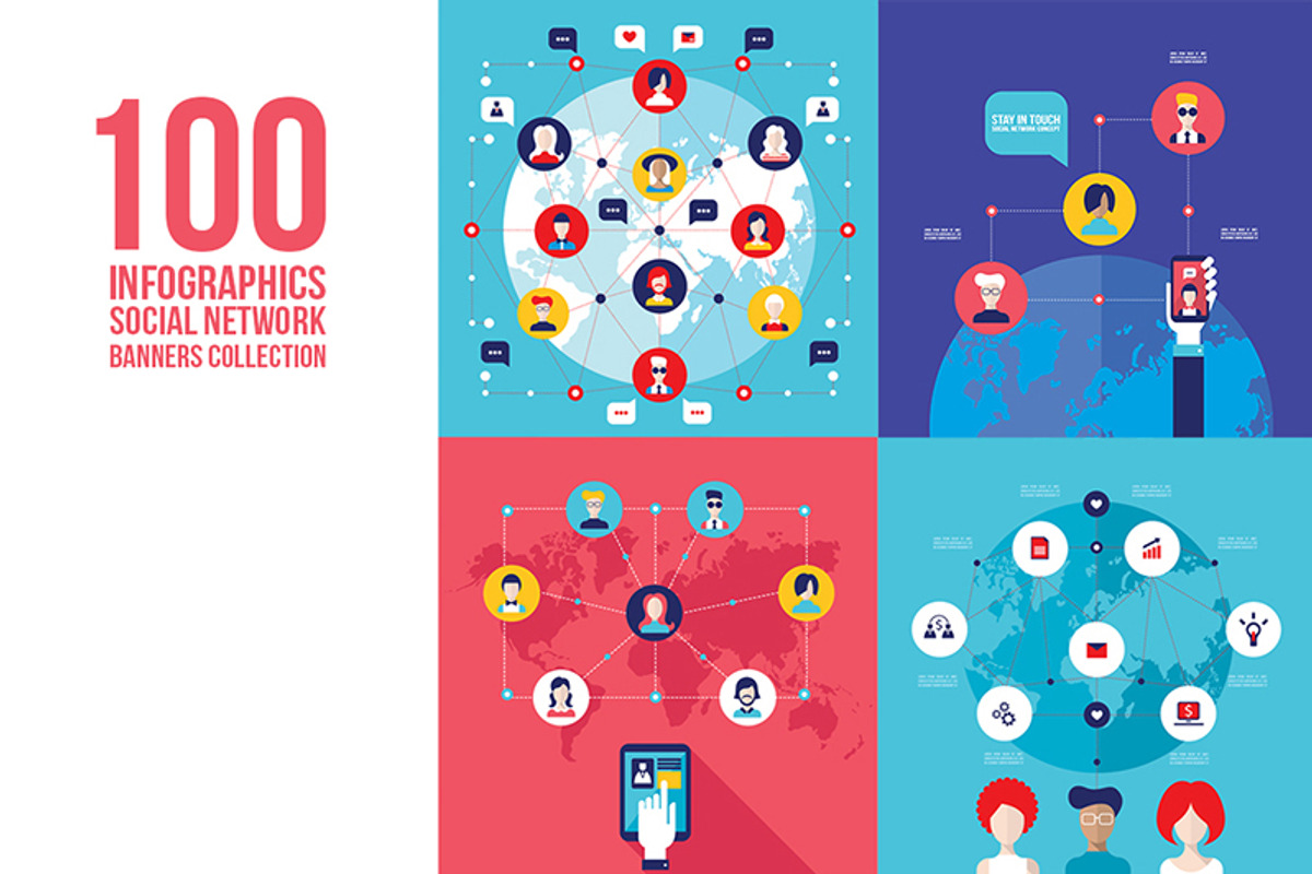 100 social network infographic set, a Person Illustration by Anttoniu (Photo 2 of 5)