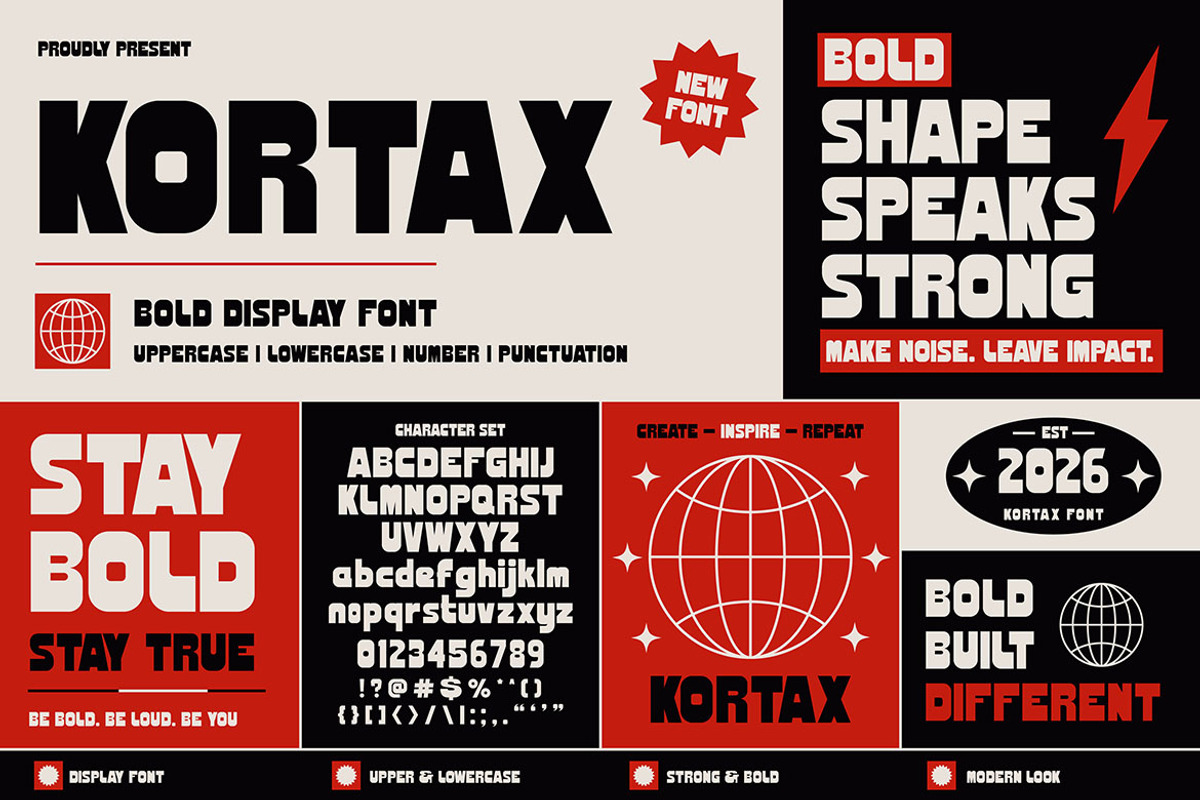 Kortax - Bold Urban Display Typeface, a Sans Serif Font by Pitchlook.Studio (Photo 1 of 3)