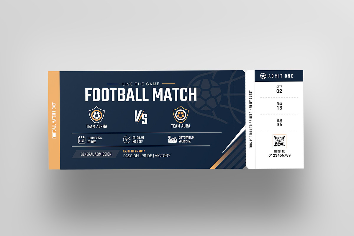 Football Match Event Ticket Template, a Stationery Template by Spark_Creative (Photo 3 of 6)