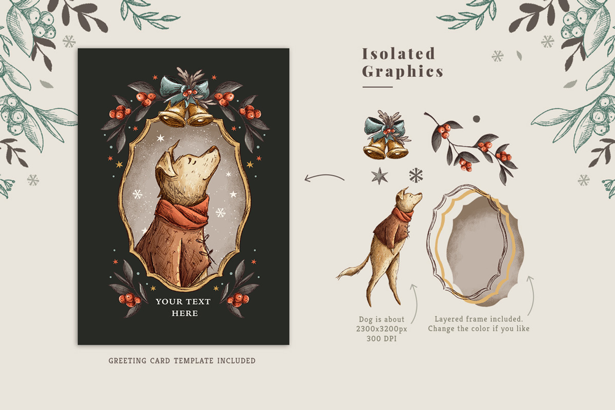 Vintage Holidays • Christmas Dogs, an Illustration by Yeticrab (Photo 2 of 13)