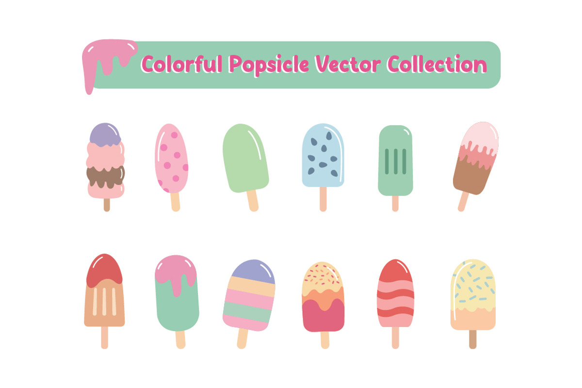 12 Colorful Popsicle Vector Set, a Food Illustration by jongcreative (Photo 1 of 4)