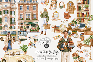 120 daily autumn life clip art, a Seasonal Illustration by Poppy Lane Studio