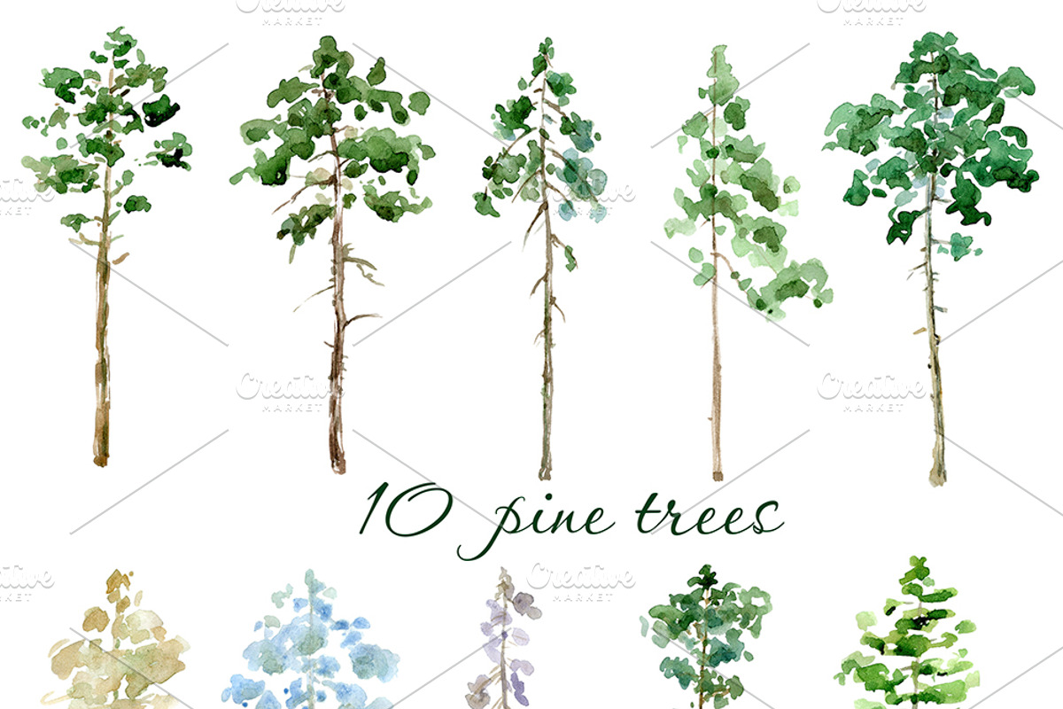 Snowing Watercolor clipart, an Illustration by AqwaColor (Photo 3 of 6)