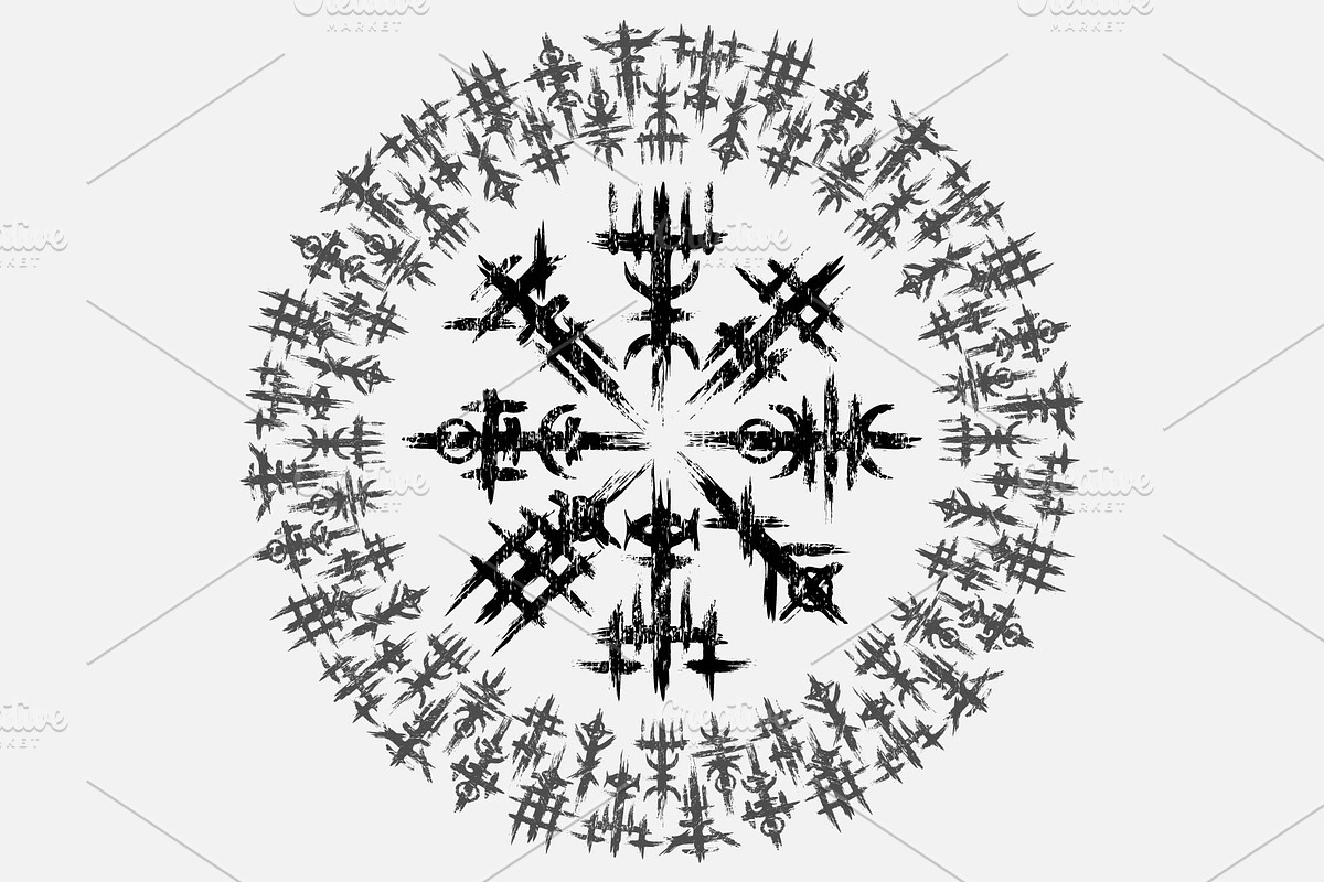 Norse viking black grunge circle, an Object Graphic by LongQuattroArt