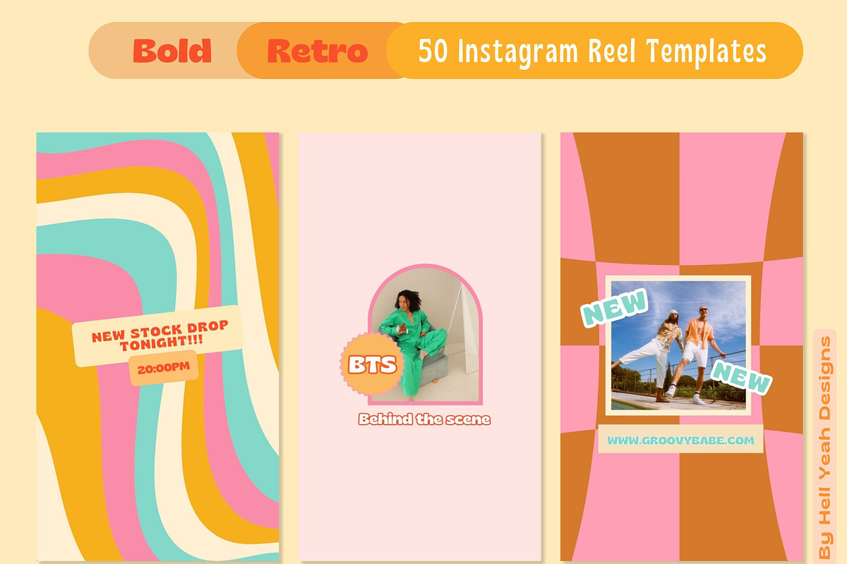 Huge Bold Retro Instagram Templates, a Social Media Template by Hell ...