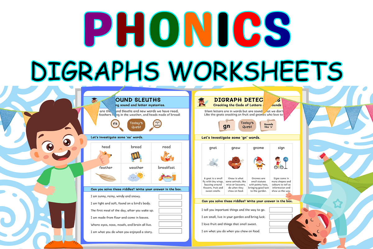 Digraph Worksheets Kindergarten, a Templates & Theme by Premium Digital Templates (Photo 2 of 3)