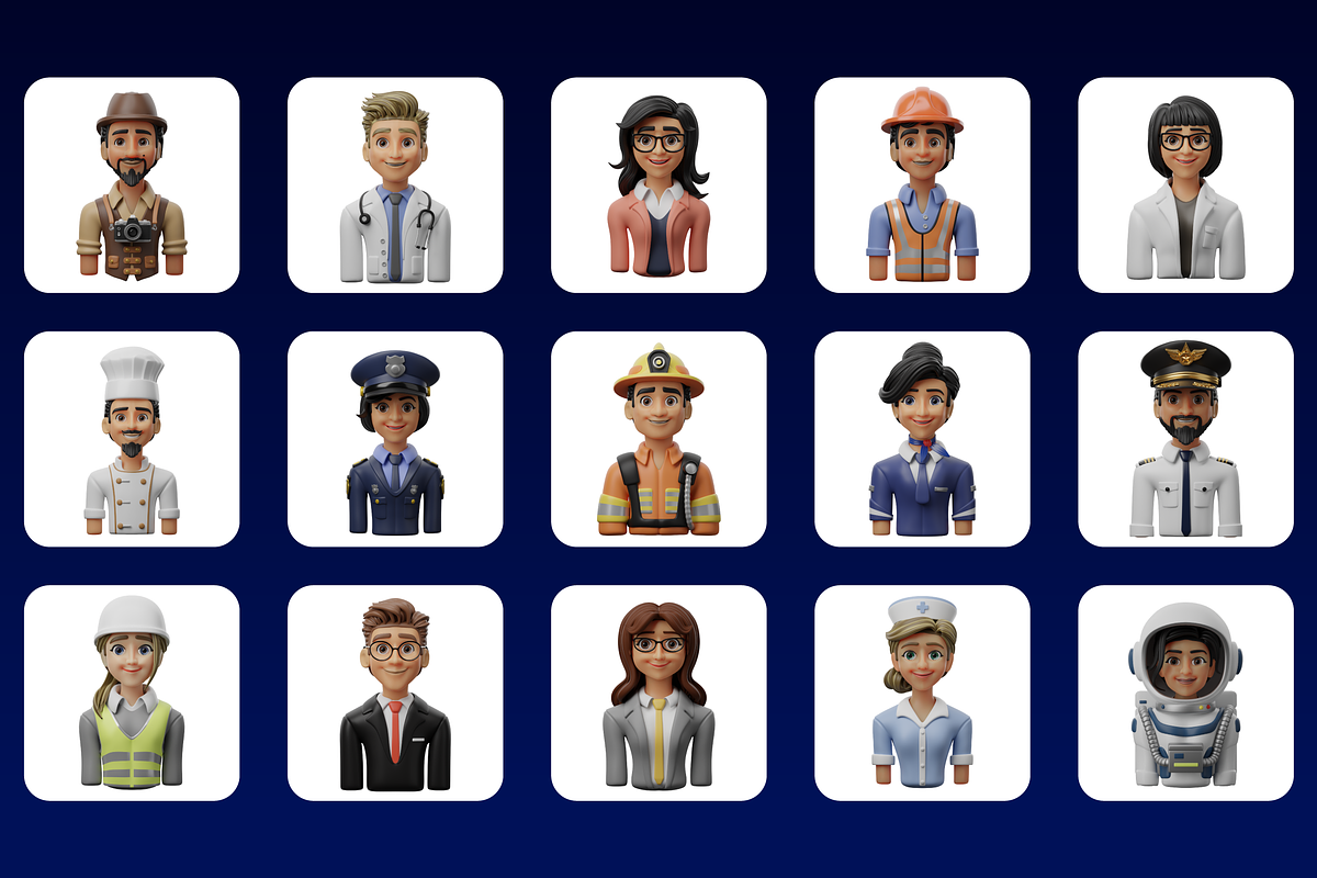 3D Character (Professions) Icon Set, a Characters & Person 3D Model by Flat Icons (Photo 8 of 8)