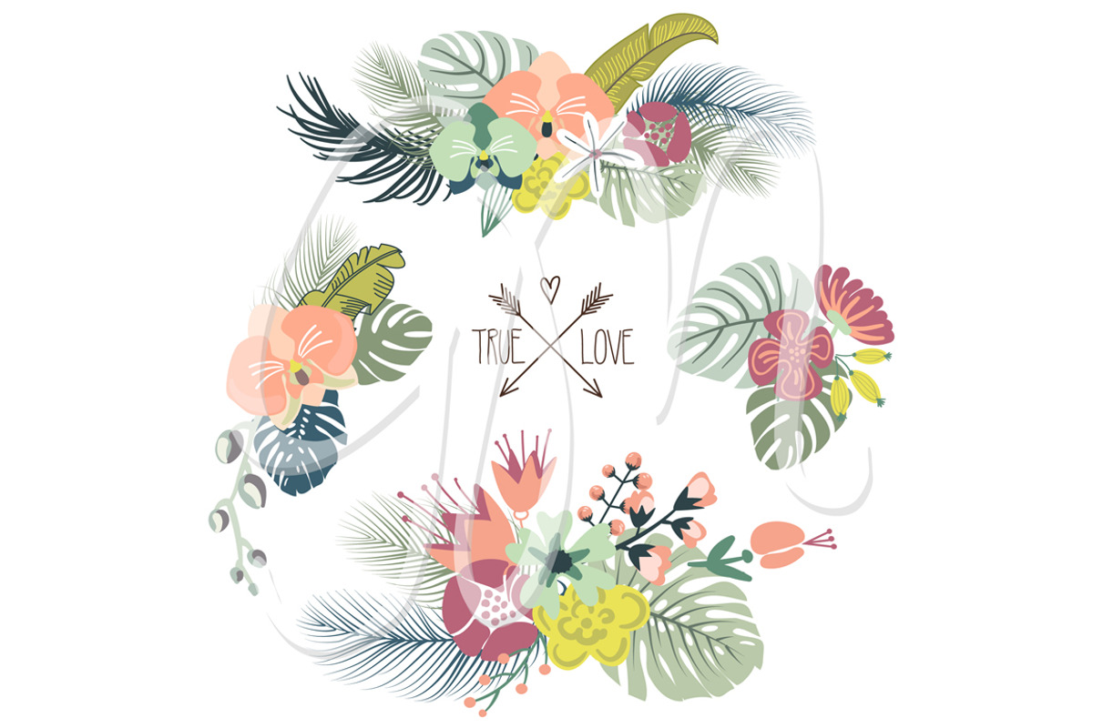 Wedding Tropical Floral clipart, a Decorative Illustration by GraphicMarket (Photo 4 of 5)