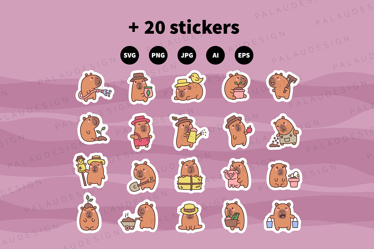 Kawaii Capybara Loves the Farm, an Animal Illustration by Palau (Photo 12 of 12)