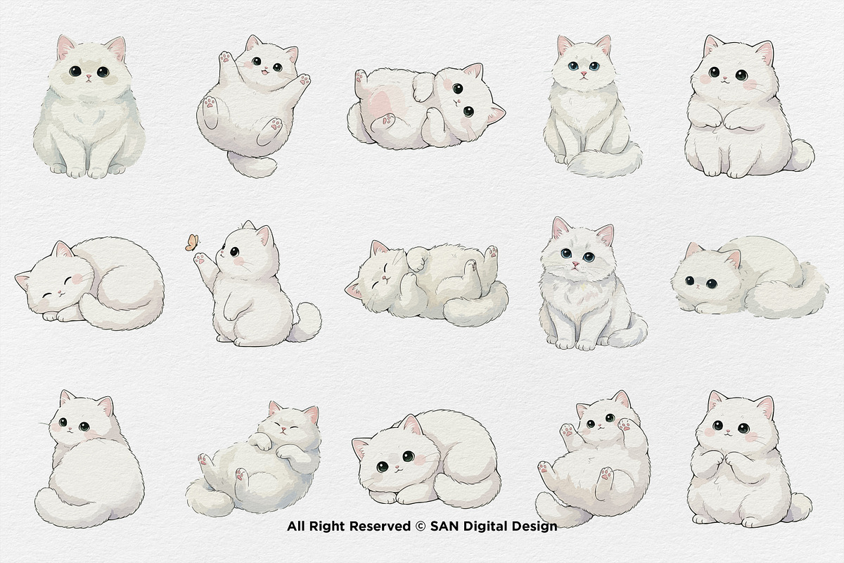 15 Bundle Watercolor Big Cat White, an Animal Illustration by Morspective (Photo 8 of 8)